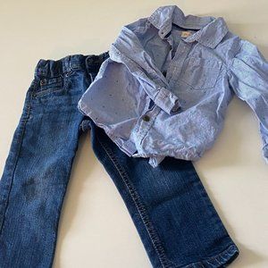 Cat & Jack Boys Button Down Jeans Outfit